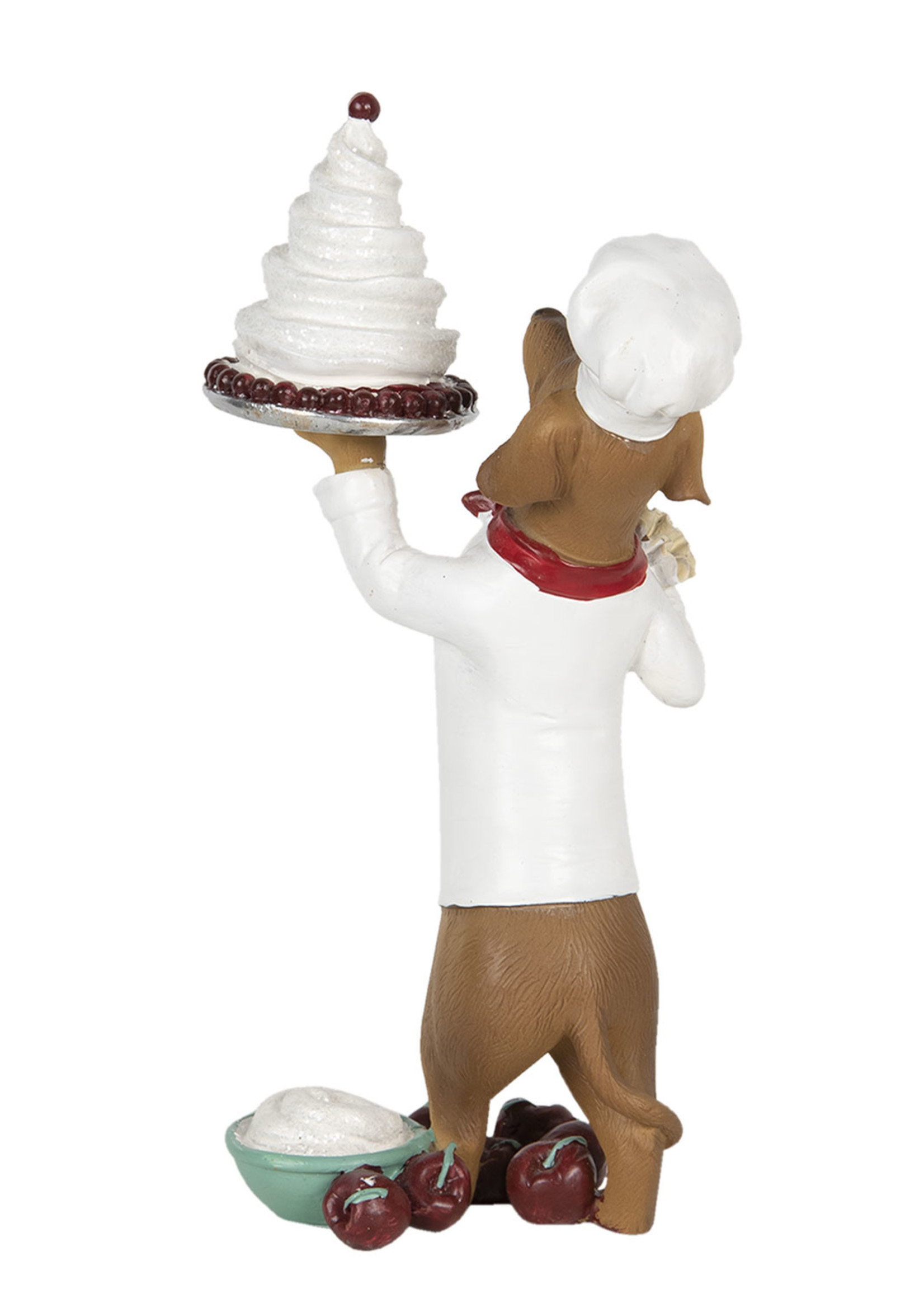 Clayre & Eef Decoratie hond met taart 11*11*24 cm 6PR2904