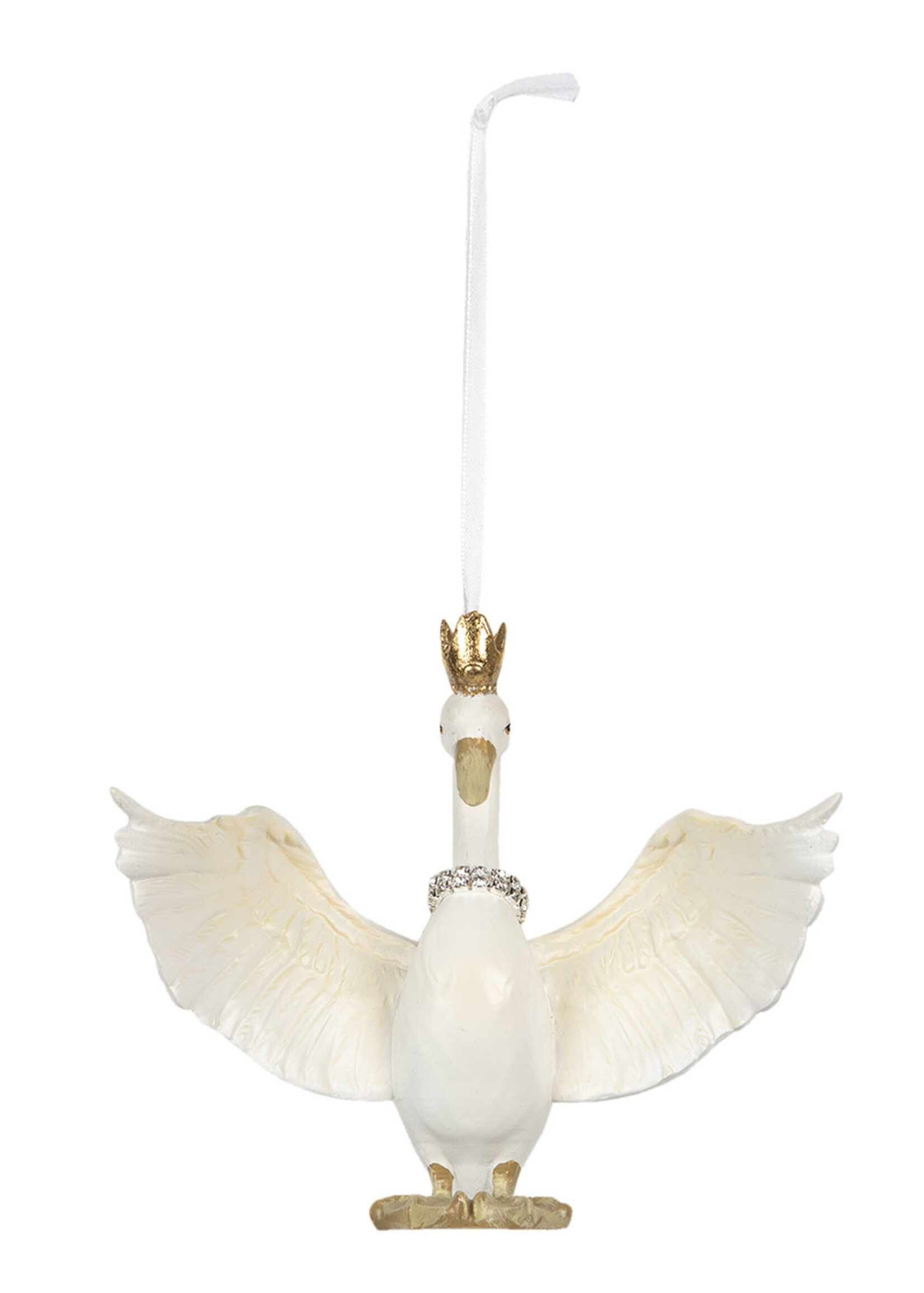 Clayre & Eef Decoratie hanger zwaan 15*10*12 cm 6PR2909