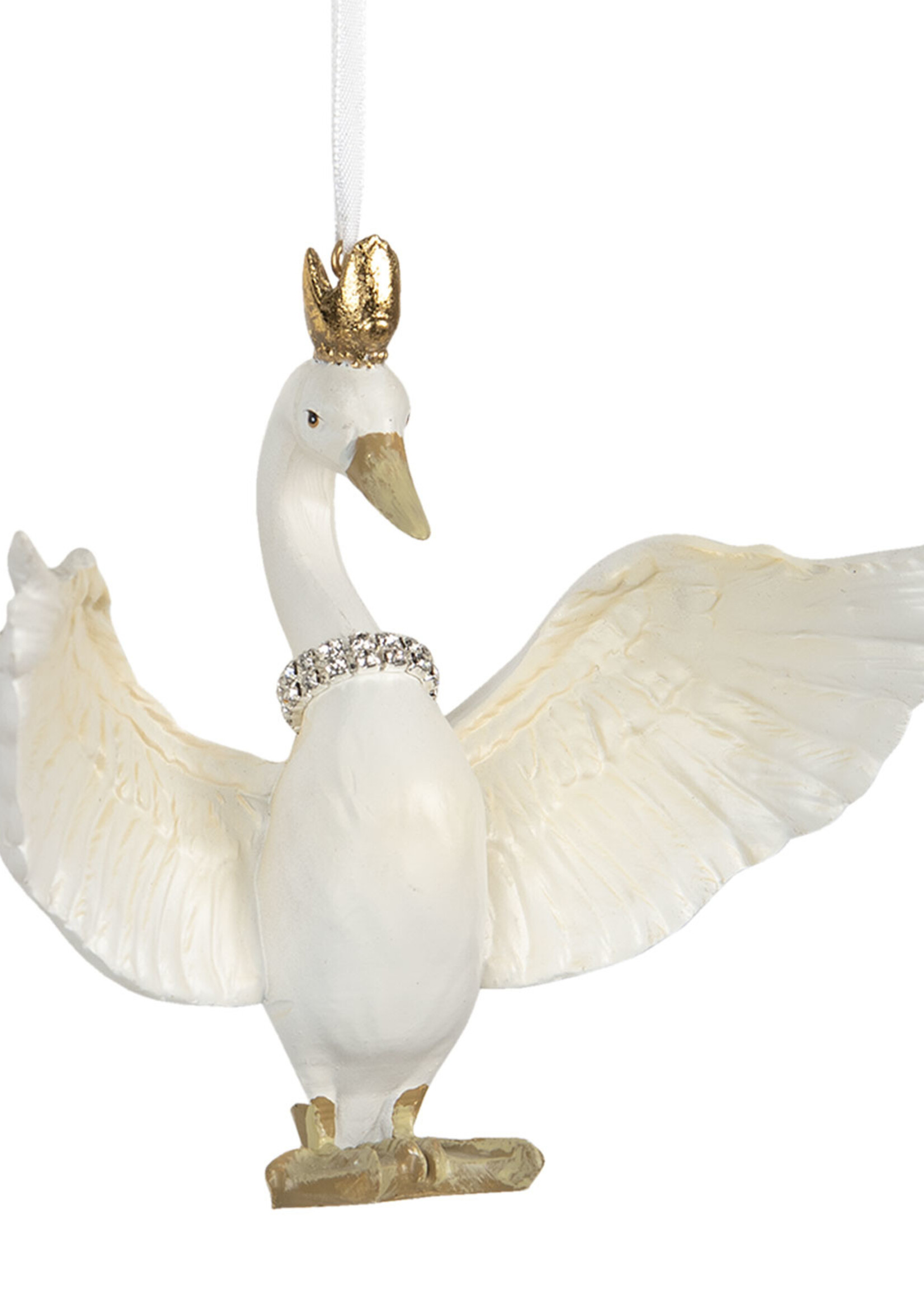 Clayre & Eef Décoration pendentif cygne 15*10*12 cm 6PR2909