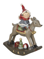 Clayre & Eef Decoratie kind op hert 11*4*13 cm 6PR2960