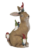 Clayre & Eef Decoratie konijn met kabouters 18*11*30 cm 6PR2965
