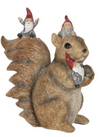 Clayre & Eef Décoration écureuil avec grenouille 16*8*18 cm 6PR2966