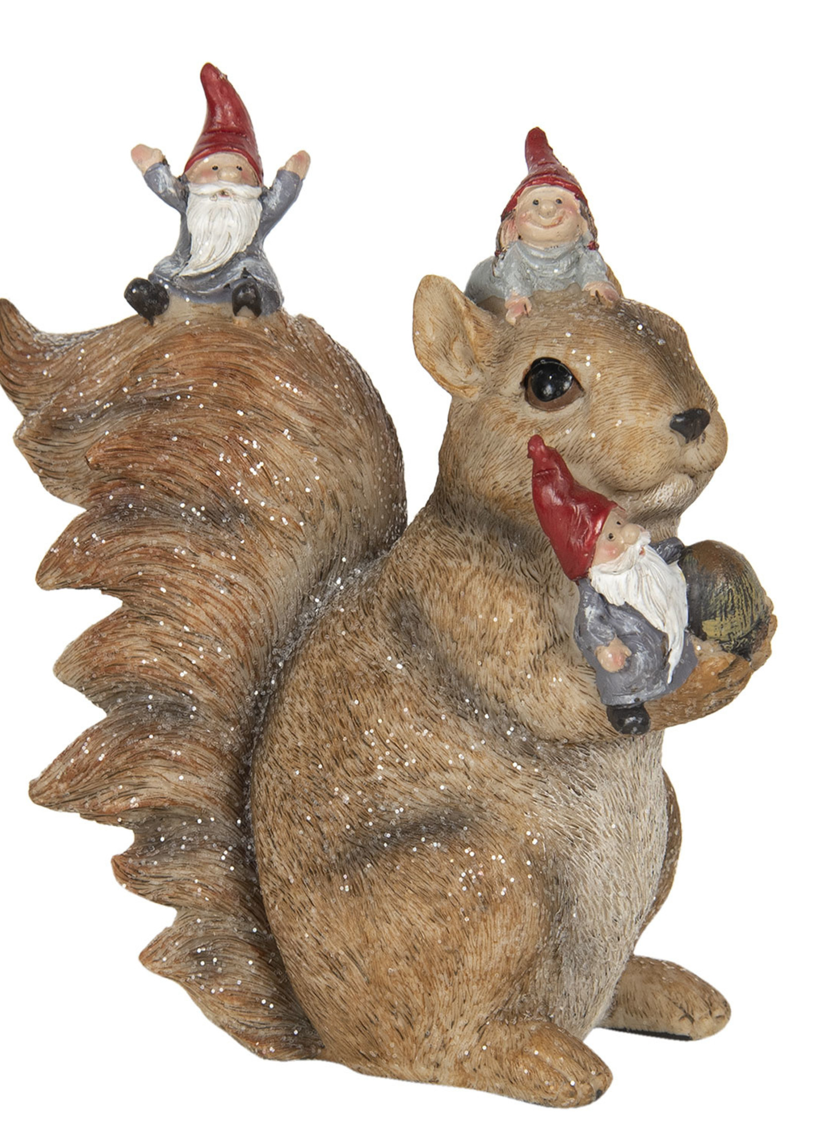 Clayre & Eef Décoration écureuil avec grenouille 16*8*18 cm 6PR2966