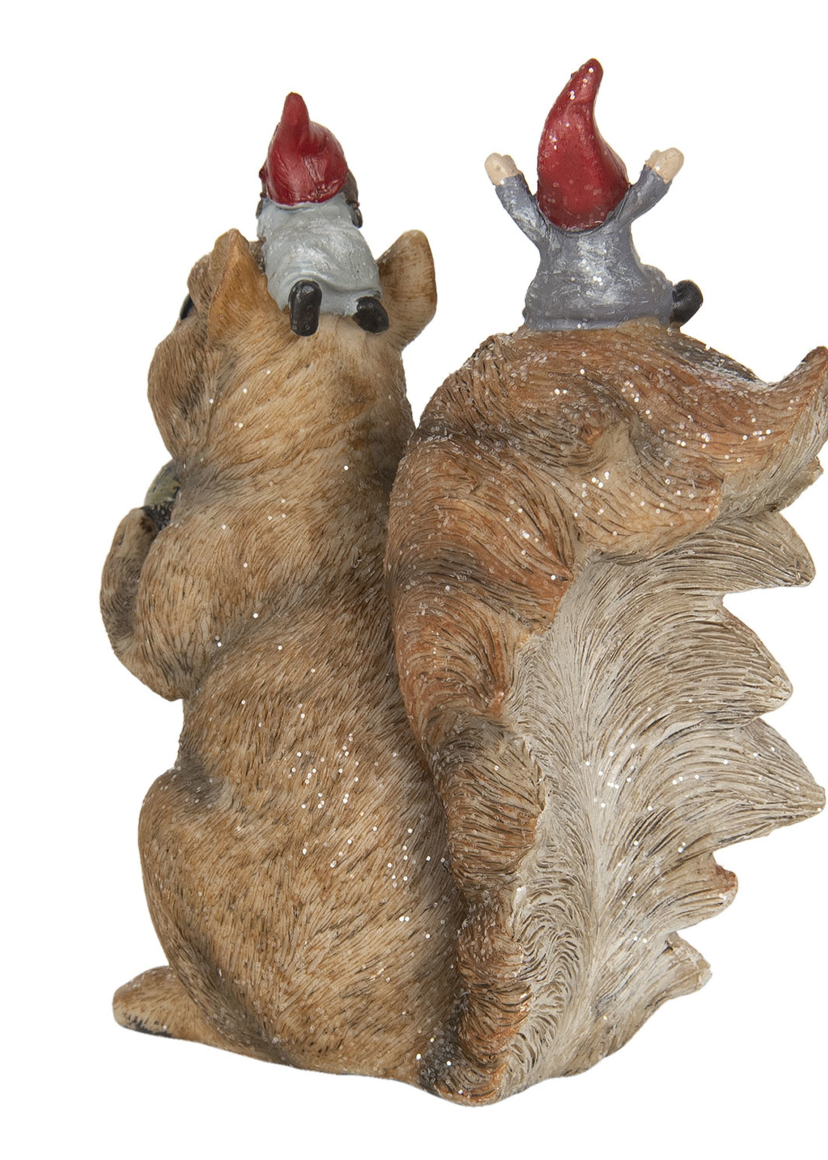 Clayre & Eef Décoration écureuil avec grenouille 16*8*18 cm 6PR2966