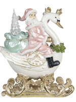 Clayre & Eef Decoratie kerstman op zwaan LED 26*15*32 cm 6PR2984