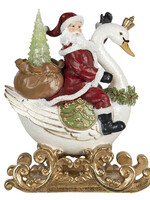 Clayre & Eef Décoration Père Noël sur cygne LED 26*15*33 cm 6PR2985