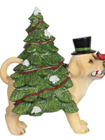 Clayre & Eef Decoratie hond met kerstboom LED 21*13*23 cm 6PR2988