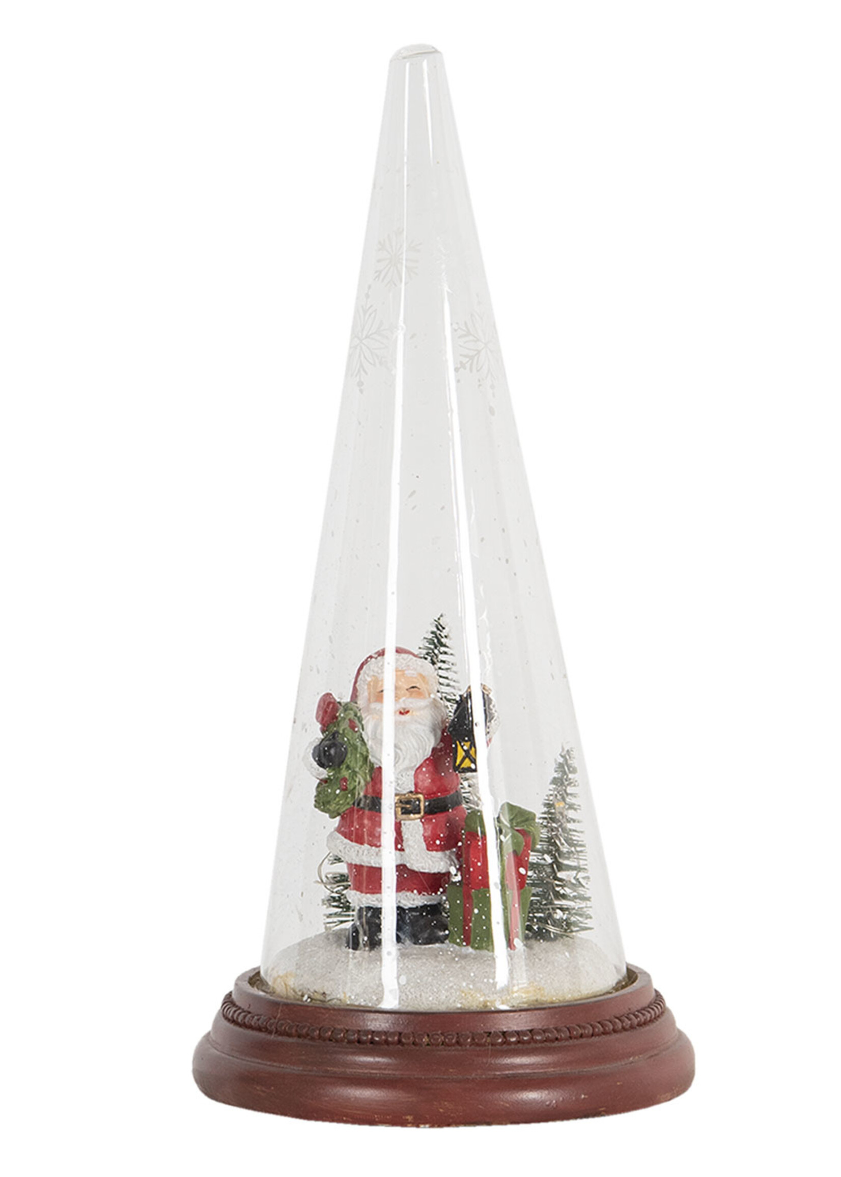 Clayre & Eef Cloche de verre avec décoration LED Ø 13*27 cm 6PR2991