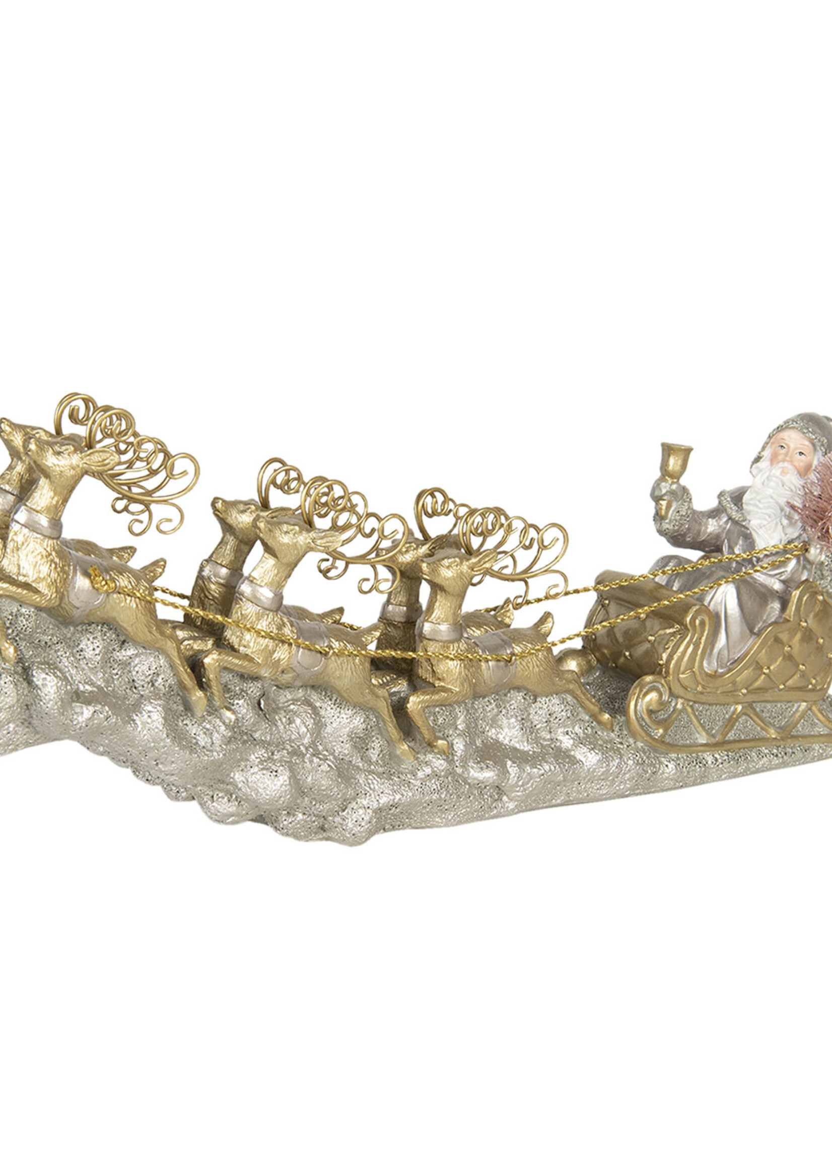 Clayre & Eef Decoratie kerstman in slee 36*6*15 cm 6PR3040