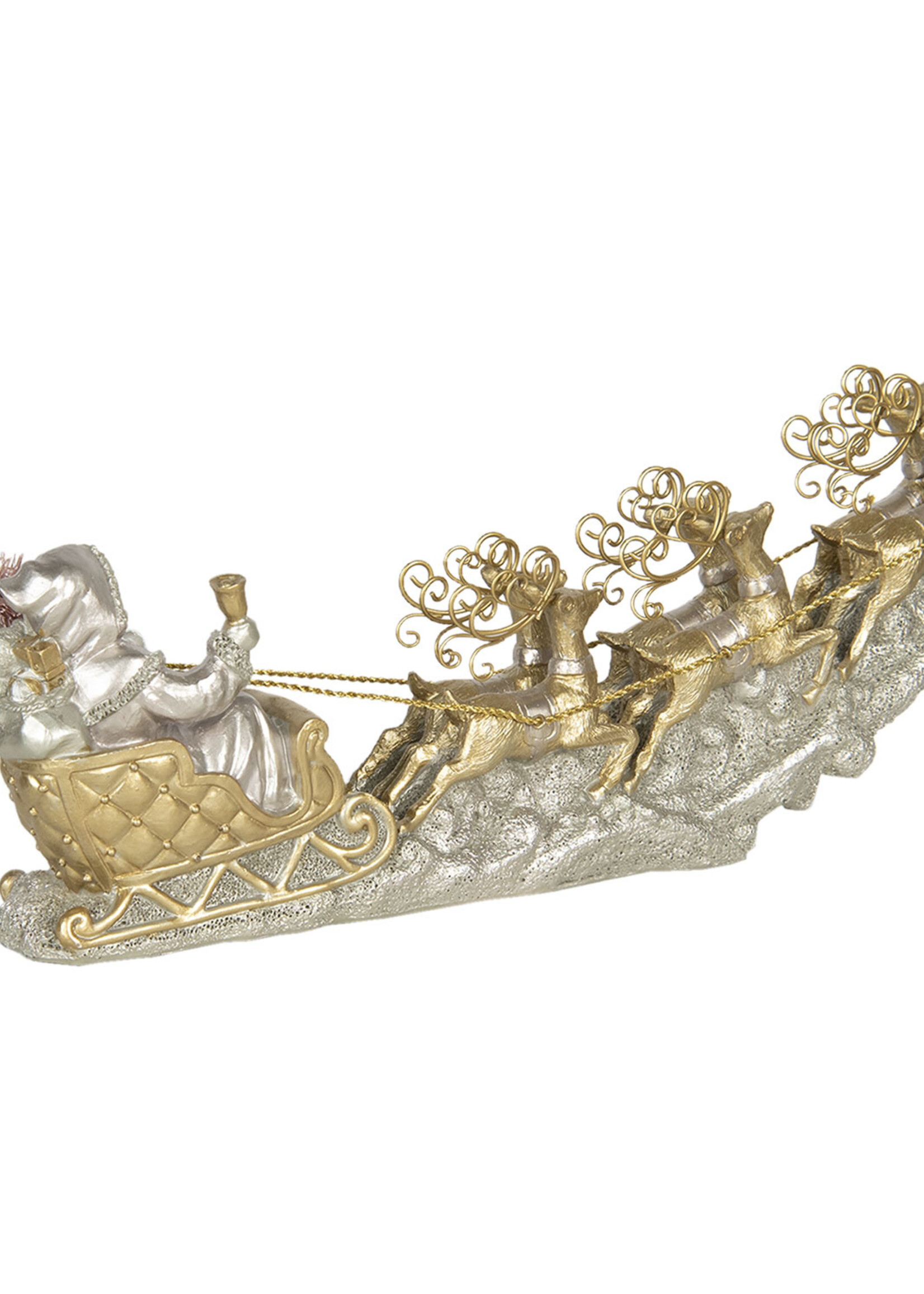 Clayre & Eef Decoratie kerstman in slee 36*6*15 cm 6PR3040