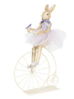 Clayre & Eef Decoratie konijn op fiets 30*9*33 cm 6PR3126