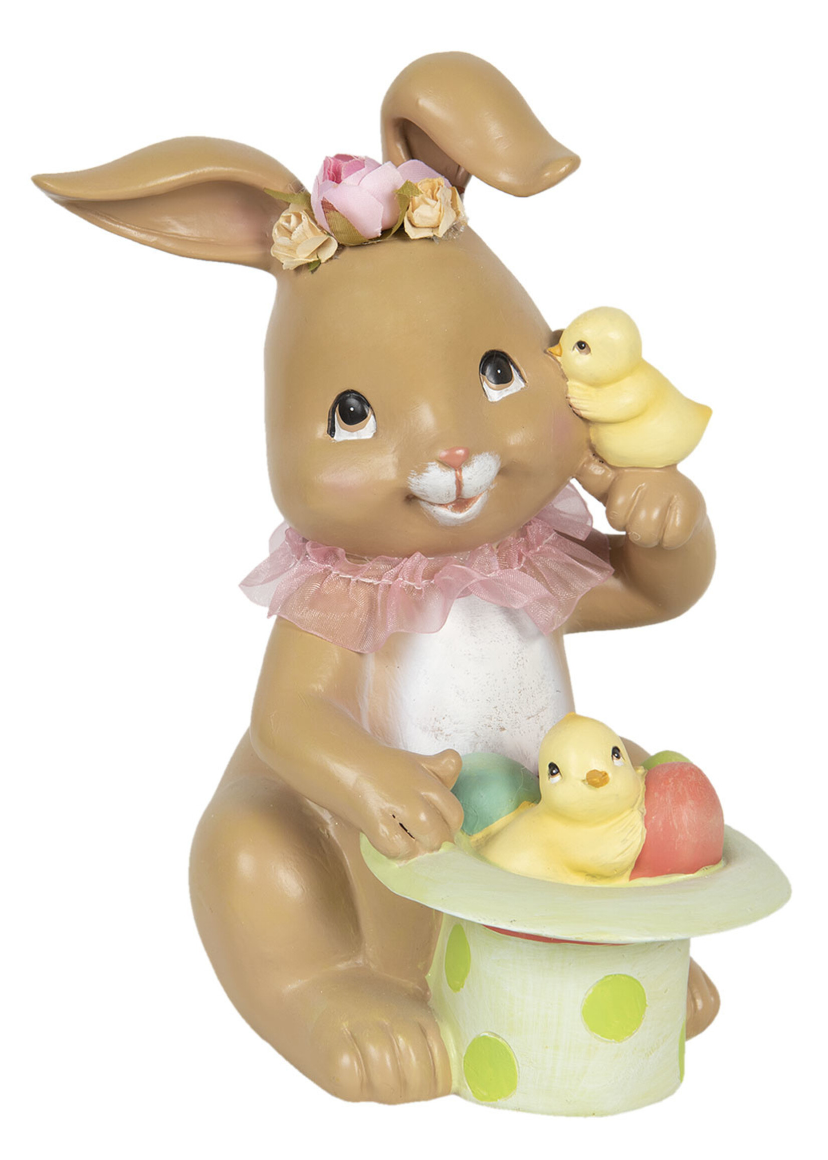 Clayre & Eef Décoration lapin avec chapeau magique 18*16*23 cm 6PR3129