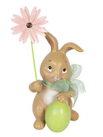 Clayre & Eef Décoration lapin avec fleur 9*9*17 cm 6PR3132