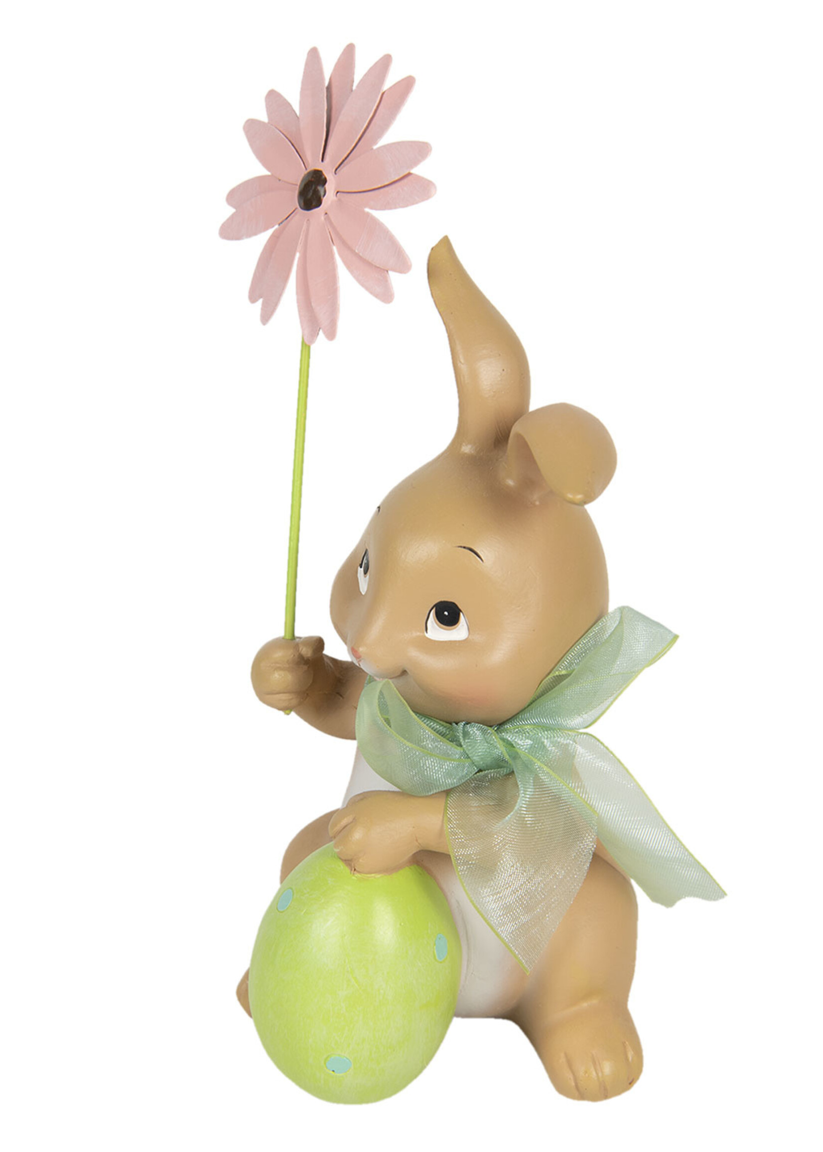 Clayre & Eef Décoration lapin avec fleur 9*9*17 cm 6PR3132