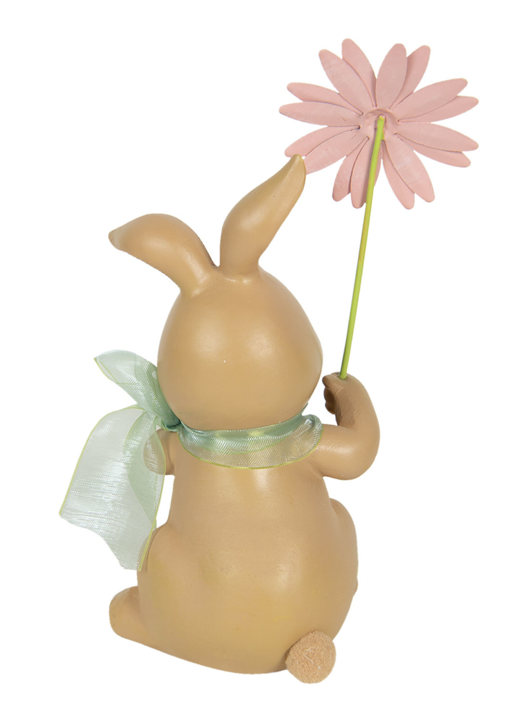 Clayre & Eef Décoration lapin avec fleur 9*9*17 cm 6PR3132