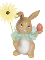 Clayre & Eef Decoratie konijn met bloem 11*9*15 cm 6PR3133