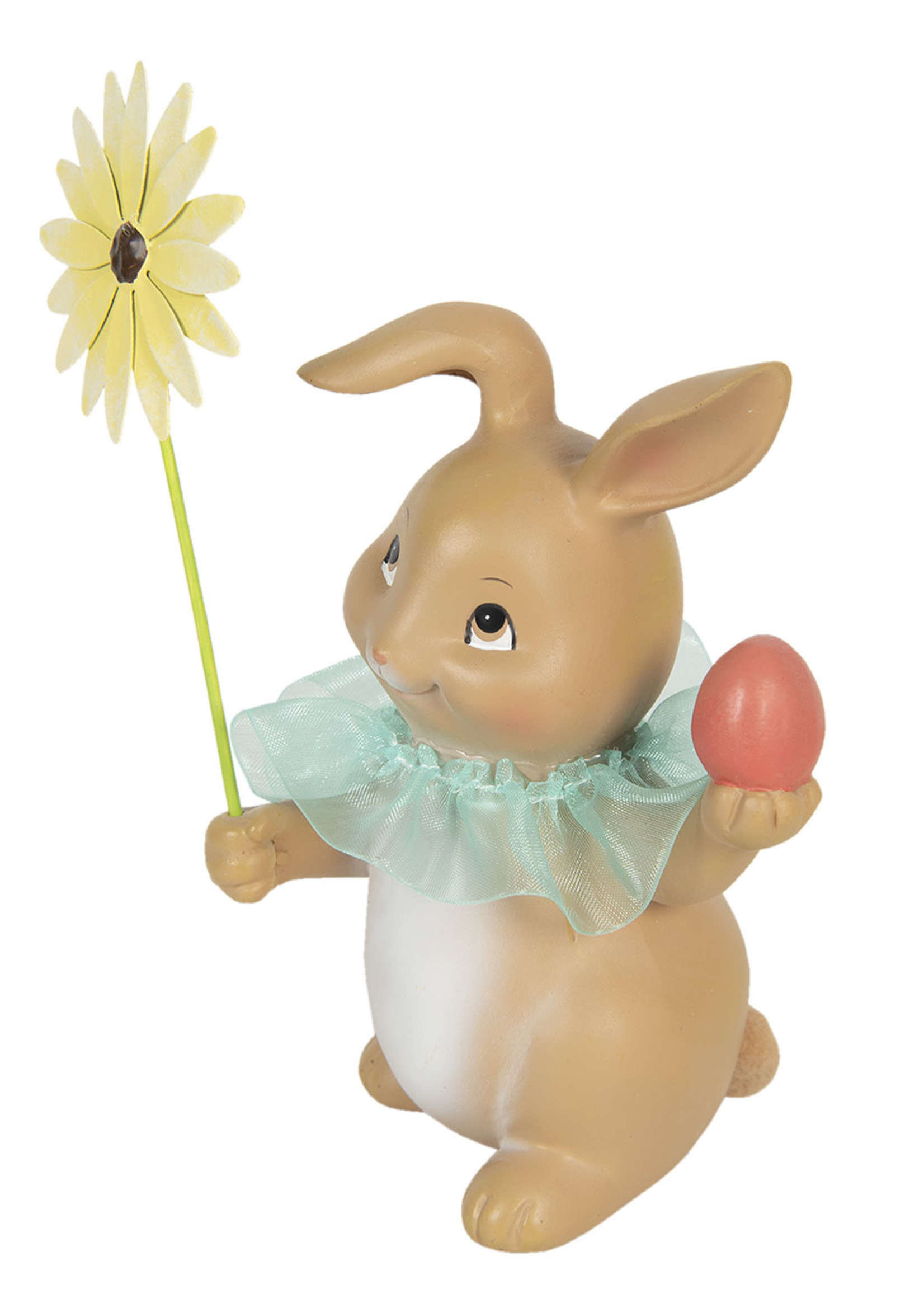 Clayre & Eef Décoration lapin avec fleur 11*9*15 cm 6PR3133