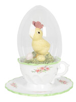 Clayre & Eef Decoratie kip op een kopje Ø 12*15 cm 6PR3138