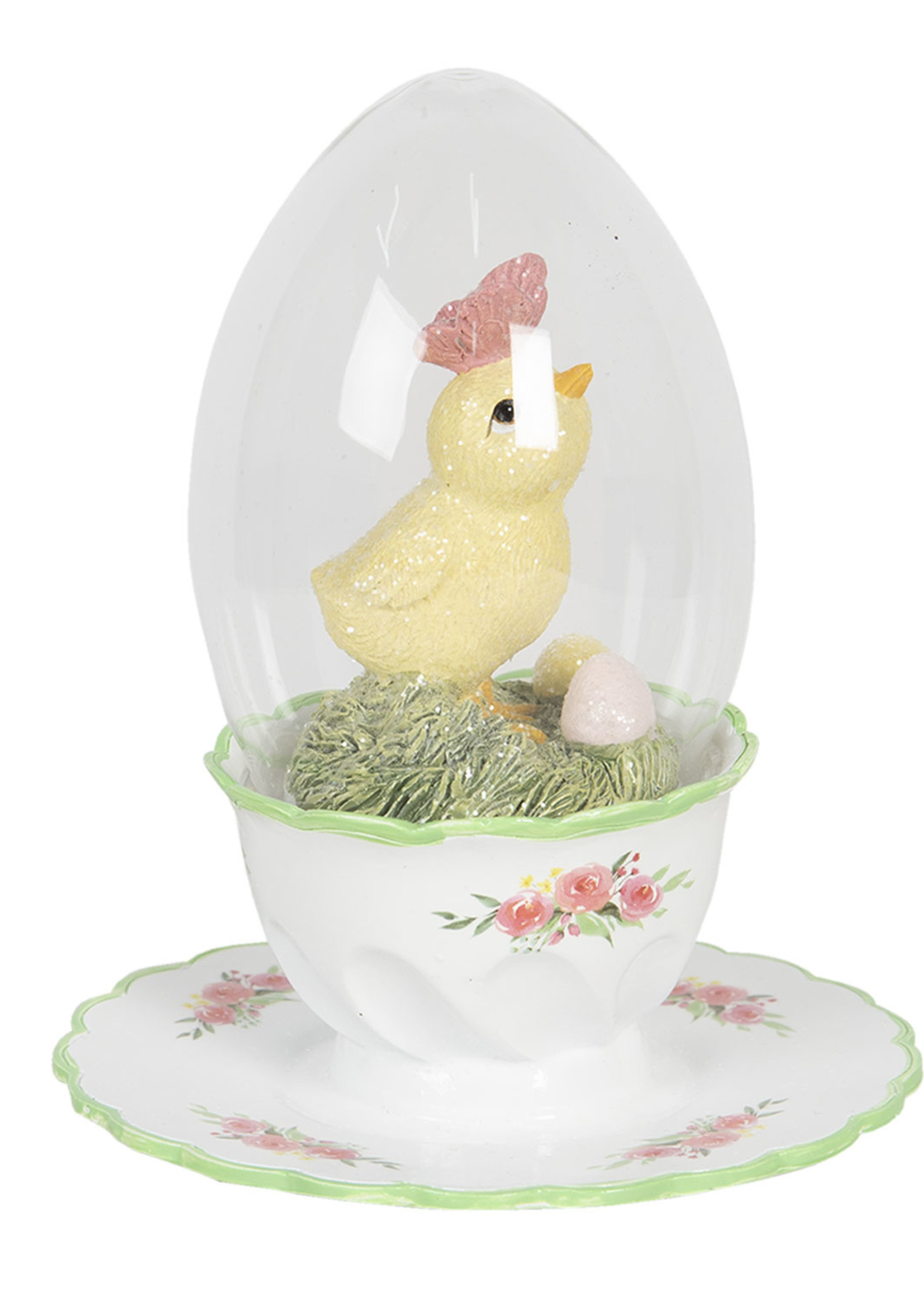 Clayre & Eef Decoratie kip op een kopje Ø 12*15 cm 6PR3138