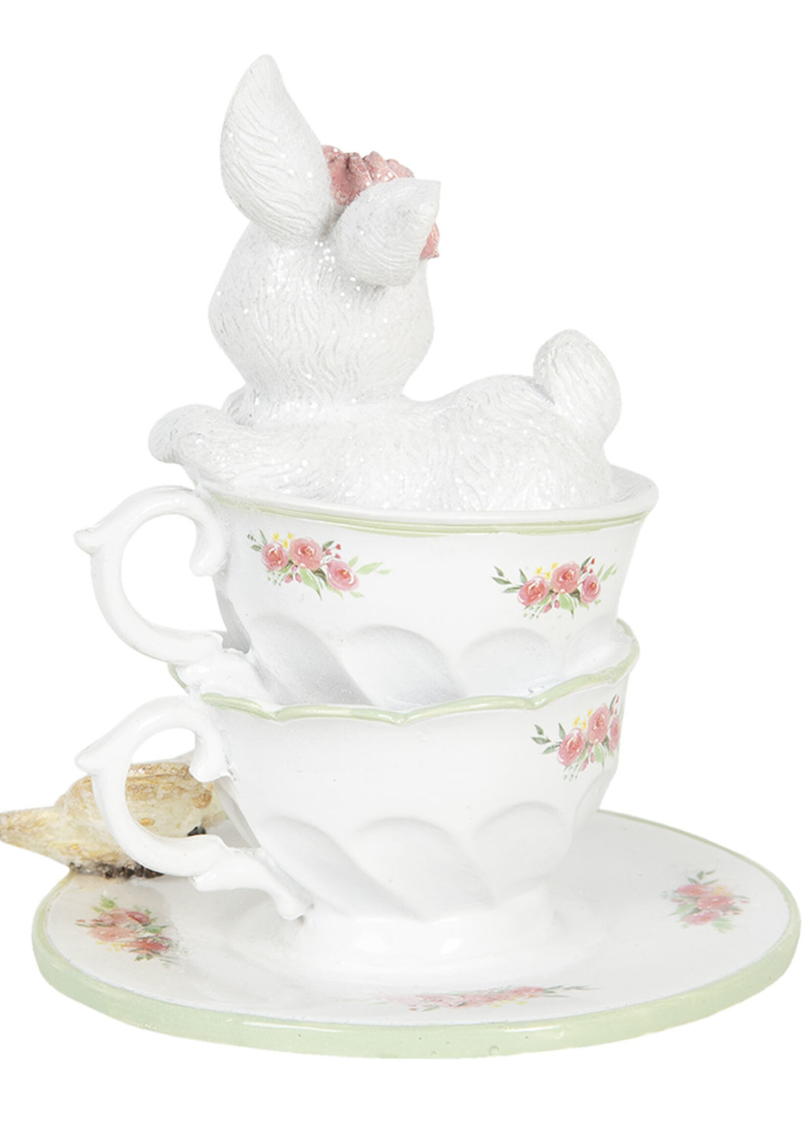 Clayre & Eef Decoratie konijn in kopje 12*12*15 cm 6PR3139