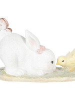 Clayre & Eef Decoratie konijn met kuikentje 25*12*16 cm 6PR3141