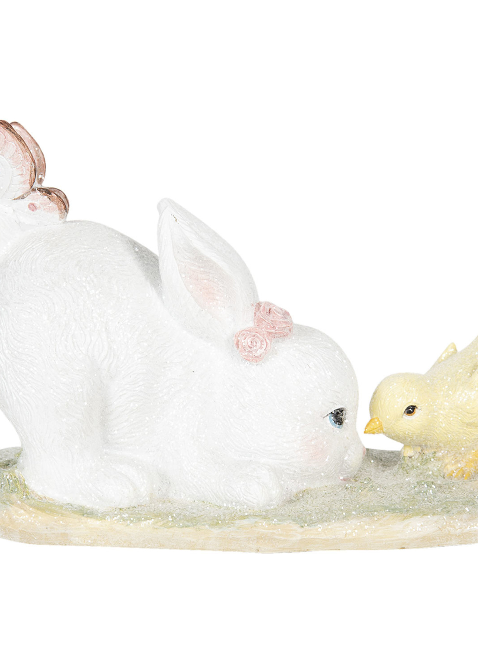 Clayre & Eef Décoration lapin avec poussin 25*12*16 cm 6PR3141