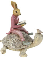 Clayre & Eef Décoration lapin sur la tortue 17*12*17 cm 6PR3242