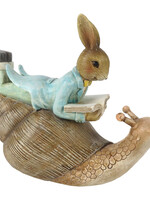 Clayre & Eef Décoration lapin couché sur lescargot 16*8*14 cm 6PR3243