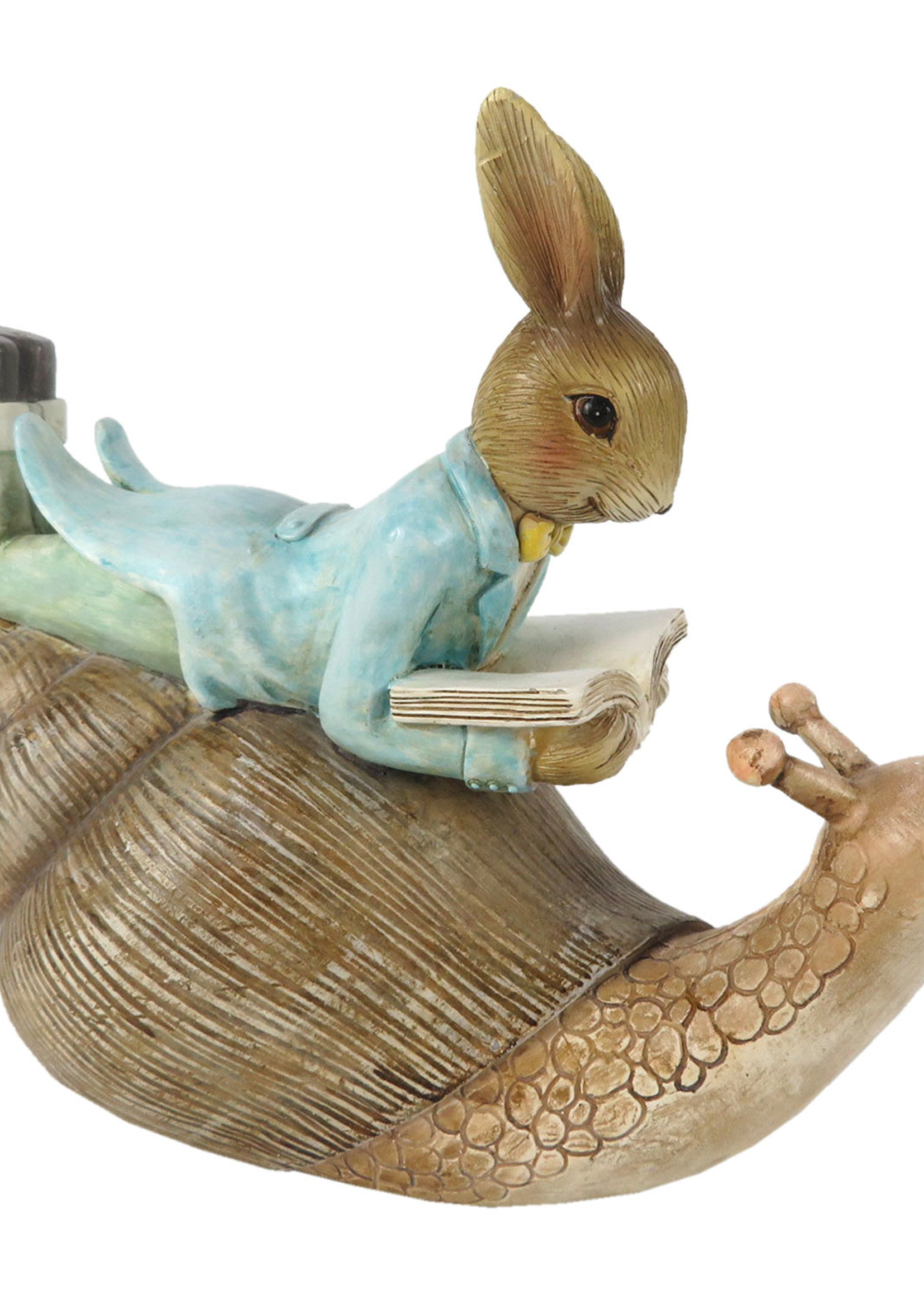 Clayre & Eef Décoration lapin couché sur lescargot 16*8*14 cm 6PR3243