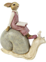 Clayre & Eef Decoratie konijn zittend op slak 15*8*16 cm 6PR3244