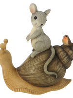 Clayre & Eef Decoratie zittend muis op slak 13*6*13 cm 6PR3245