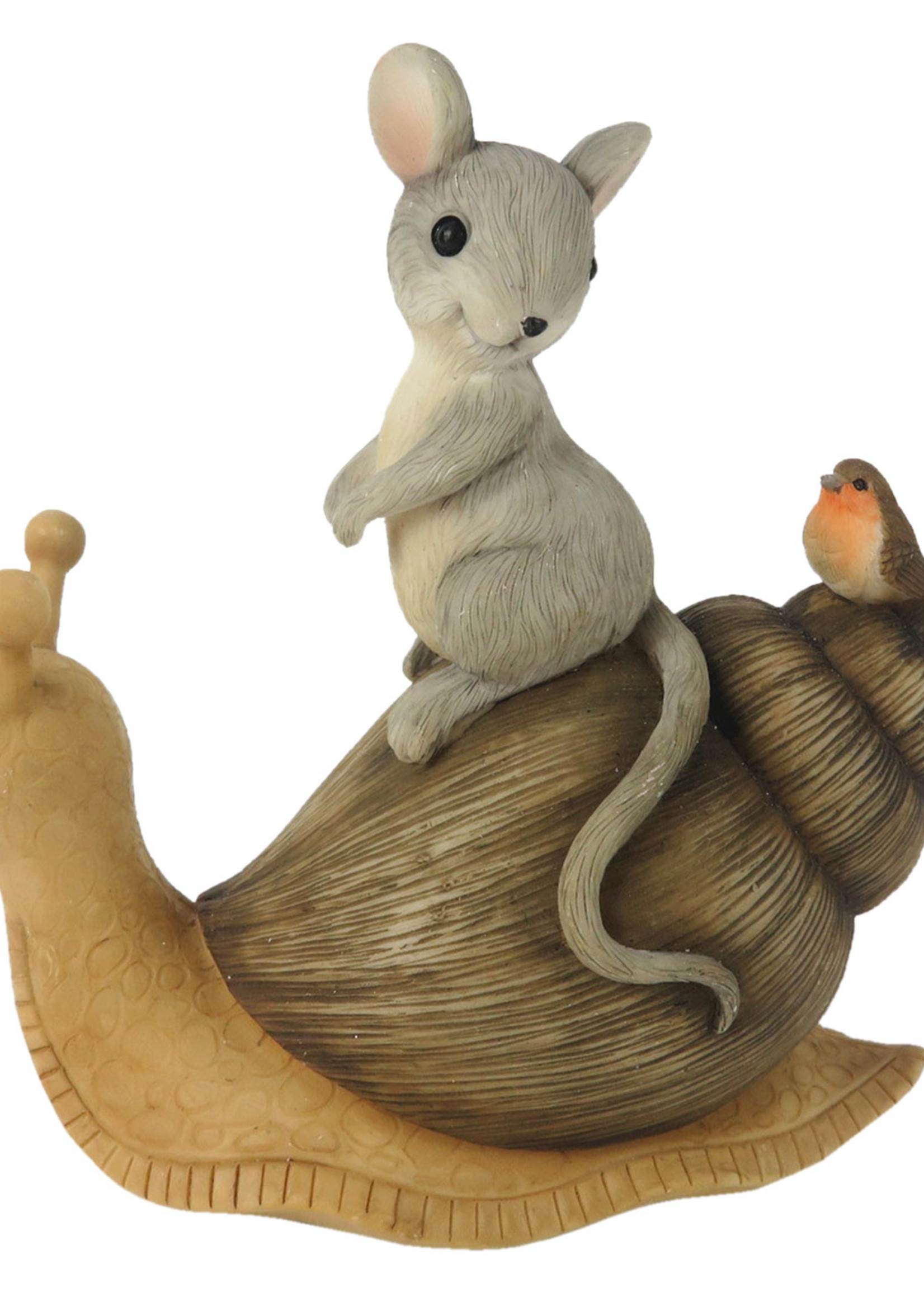 Clayre & Eef Décoration souris assis sur lescargot 13*6*13 cm 6PR3245