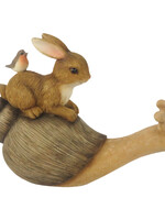 Clayre & Eef Decoratie liggend konijn op slak 15*6*11 cm 6PR3246
