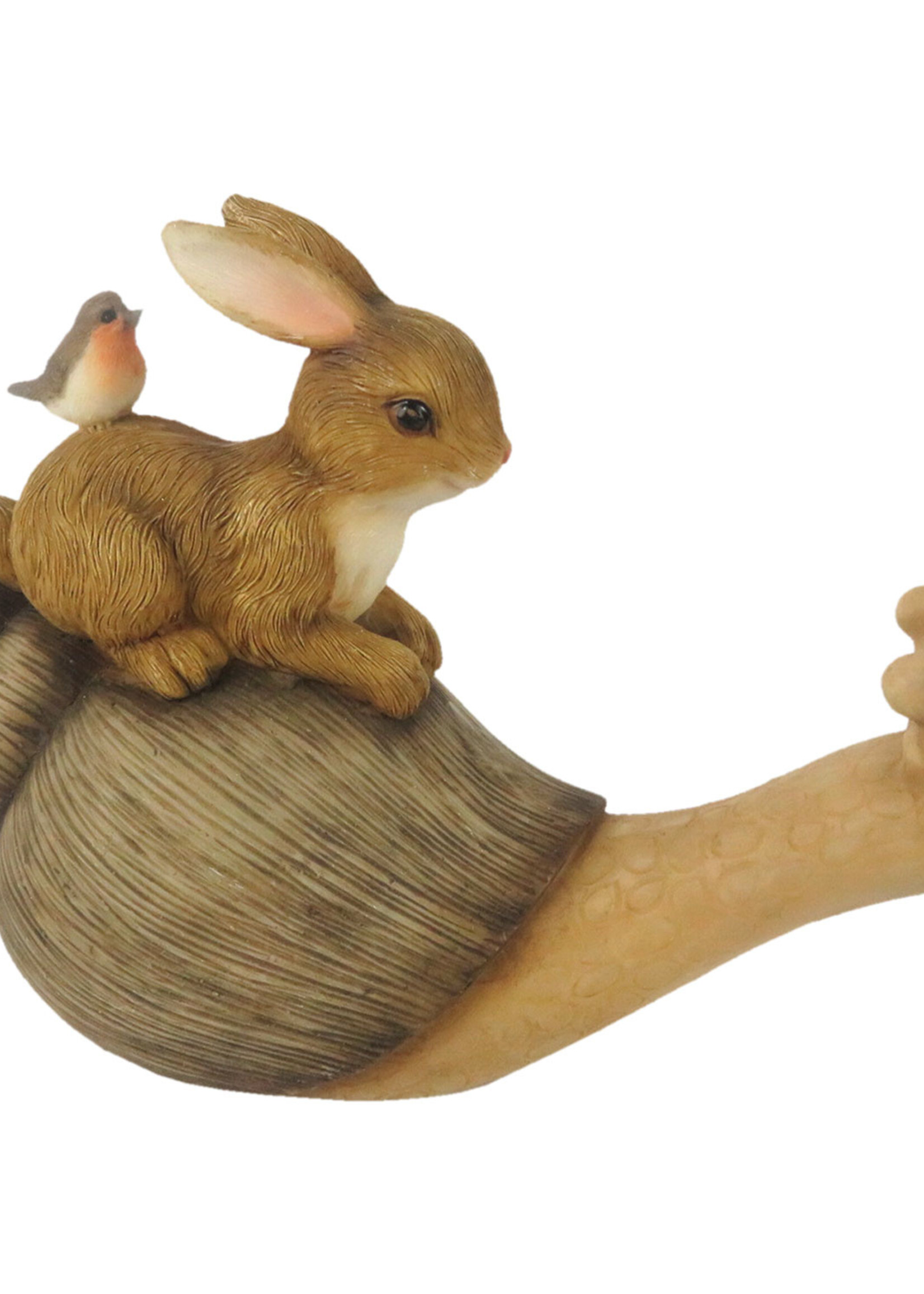 Clayre & Eef Decoratie liggend konijn op slak 15*6*11 cm 6PR3246