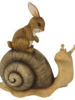 Clayre & Eef Decoratie konijn zittend op slak 13*6*14 cm 6PR3247