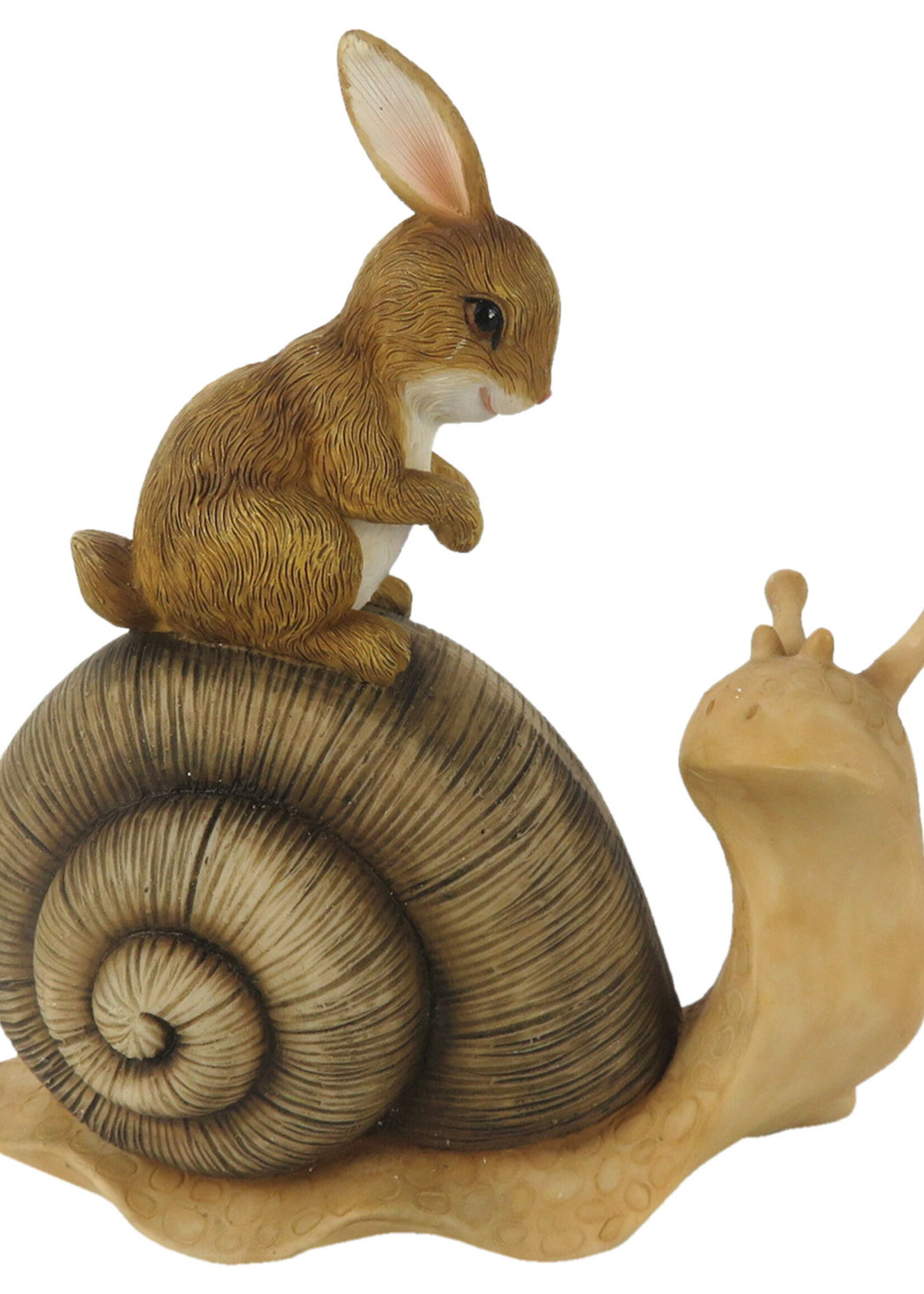 Clayre & Eef Décoration lapin assis sur lescargot 13*6*14 cm 6PR3247