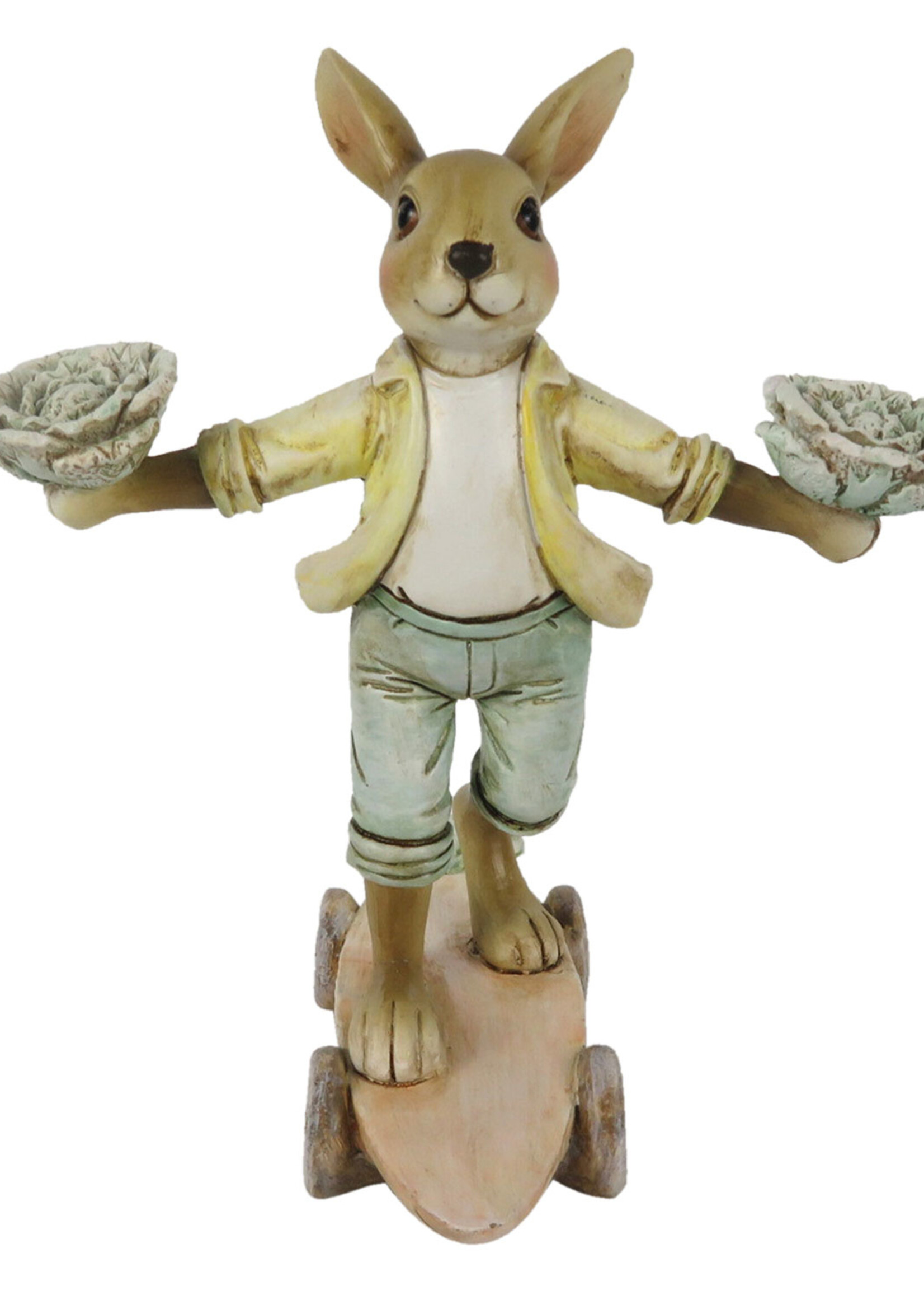 Clayre & Eef Decoratie konijn op skateboard 14*11*16 cm 6PR3255