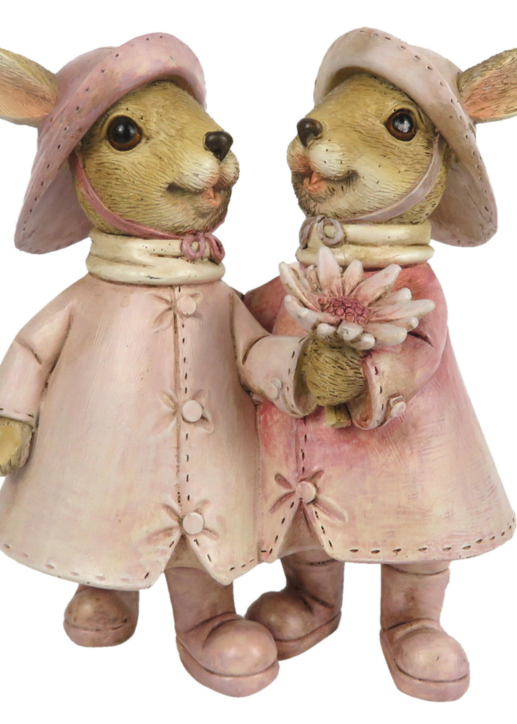 Clayre & Eef Décoration lapins 13*8*13 cm 6PR3297