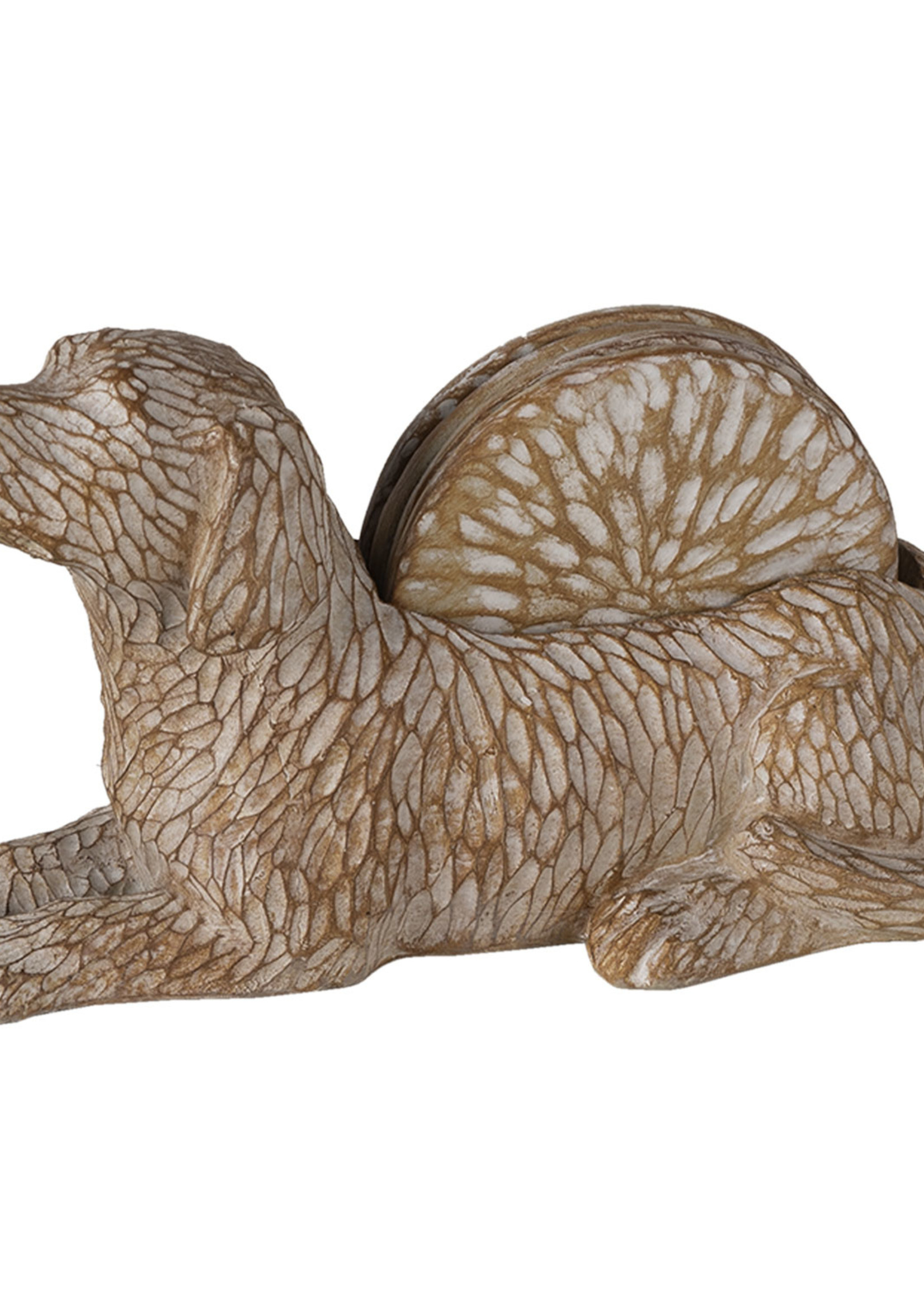Clayre & Eef Decoratie hond met onderzetters (4) 12*9*21 cm 6PR3396