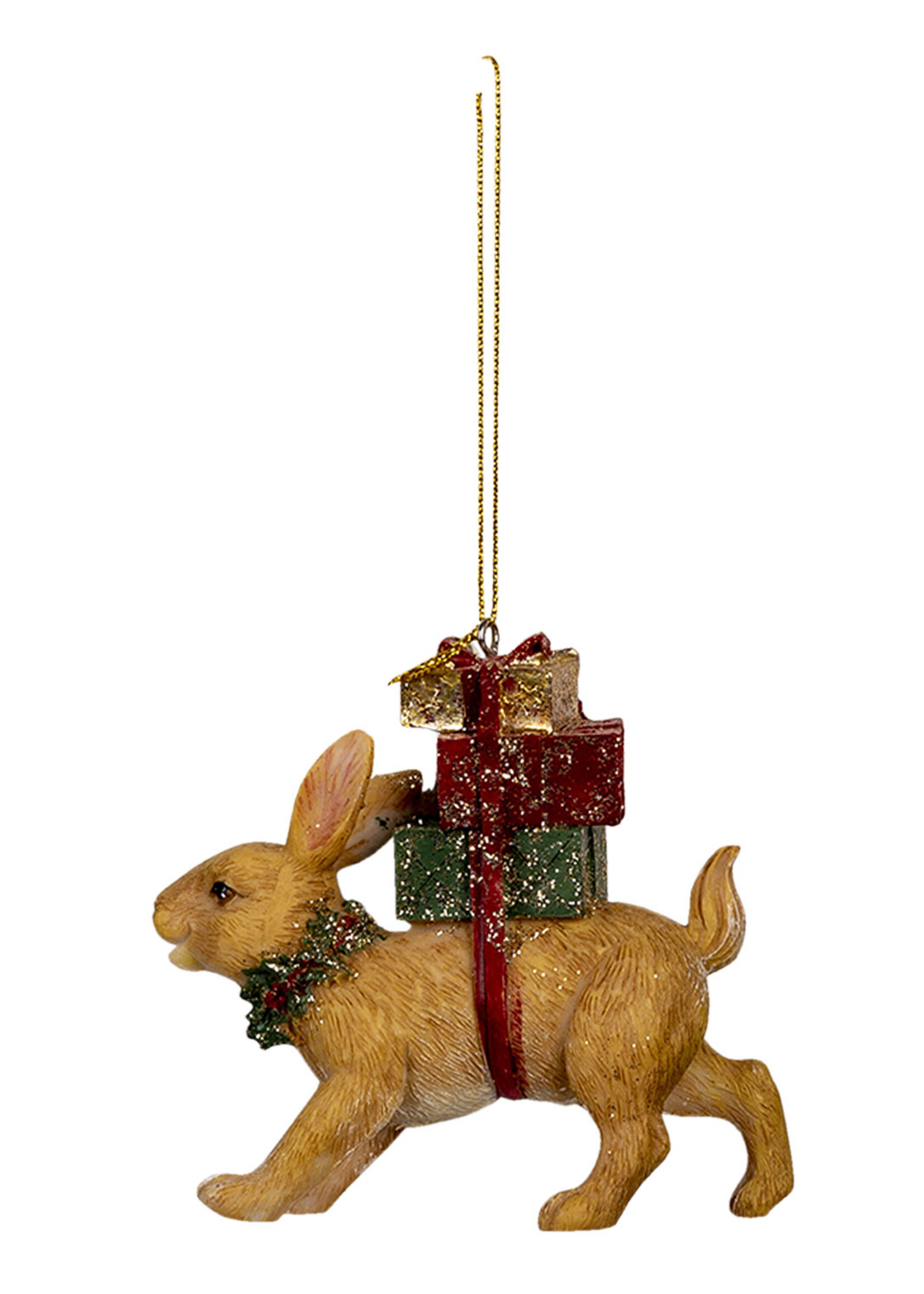 Clayre & Eef Decoratie hanger konijn 9*3*9 cm 6PR3464