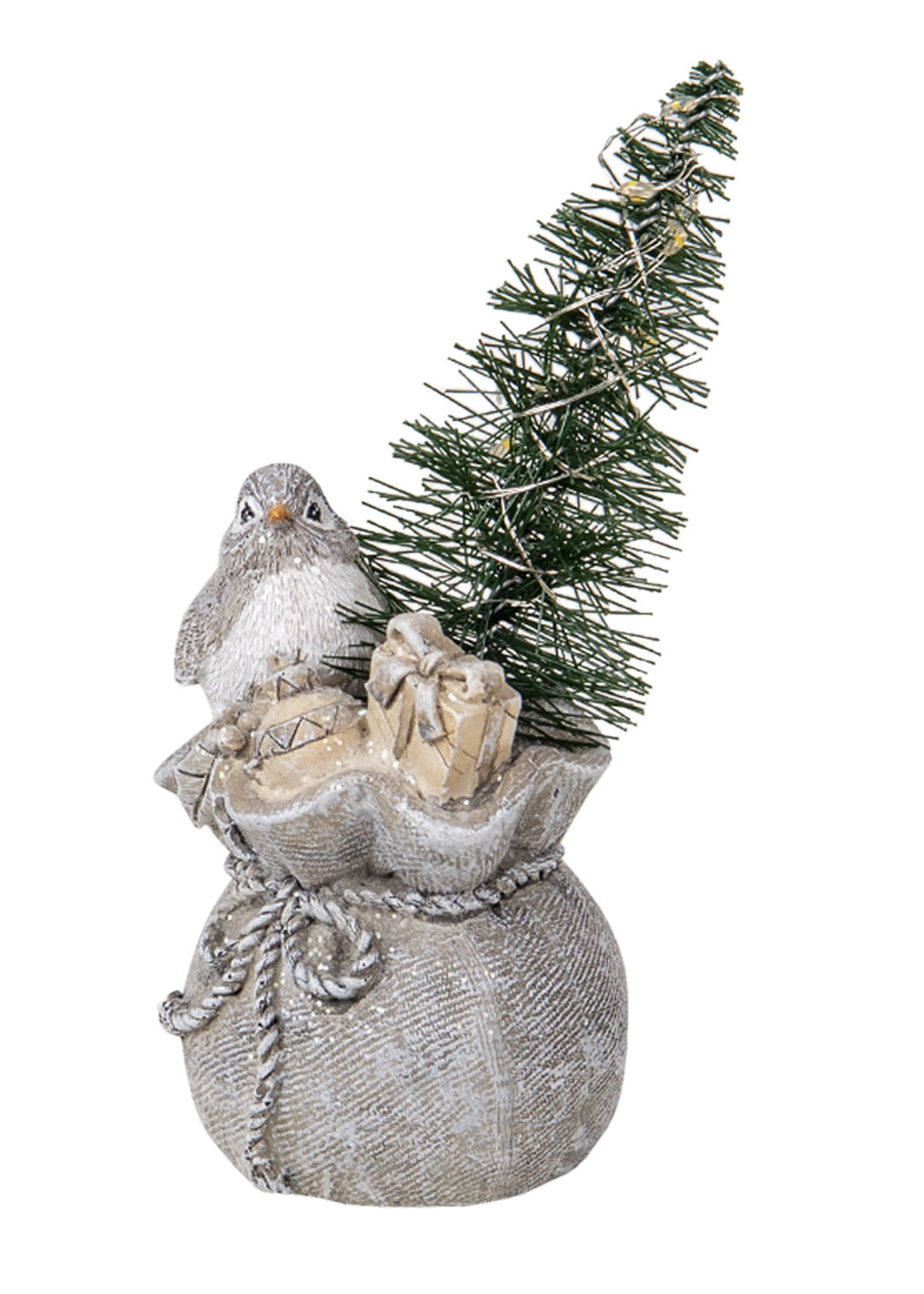 Clayre & Eef Decoratie vogel LED 9*9*15 cm 6PR3467