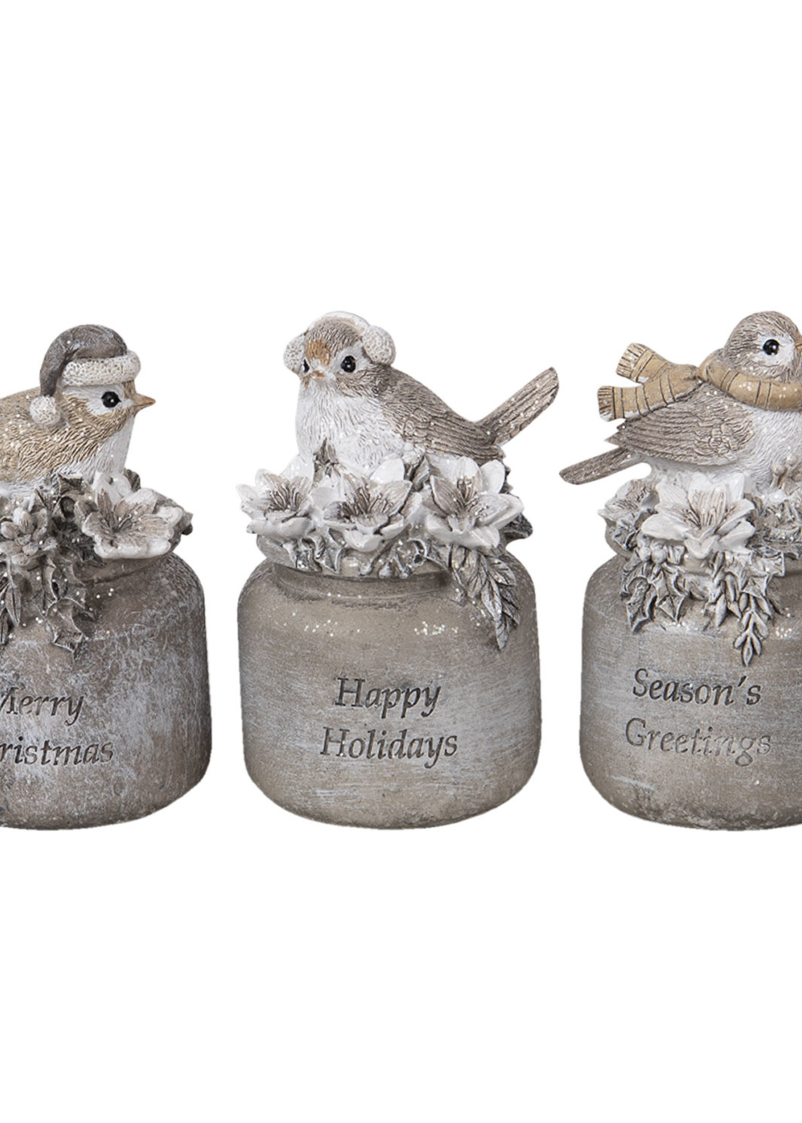 Clayre & Eef Decoratie vogel (3) 7*6*10 cm 6PR3468