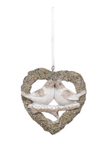 Clayre & Eef Décoration oiseau pendentif 8*2*8 cm 6PR3471