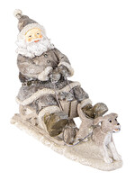 Clayre & Eef Decoratie kerstman op slee 24*8*16 cm 6PR3472