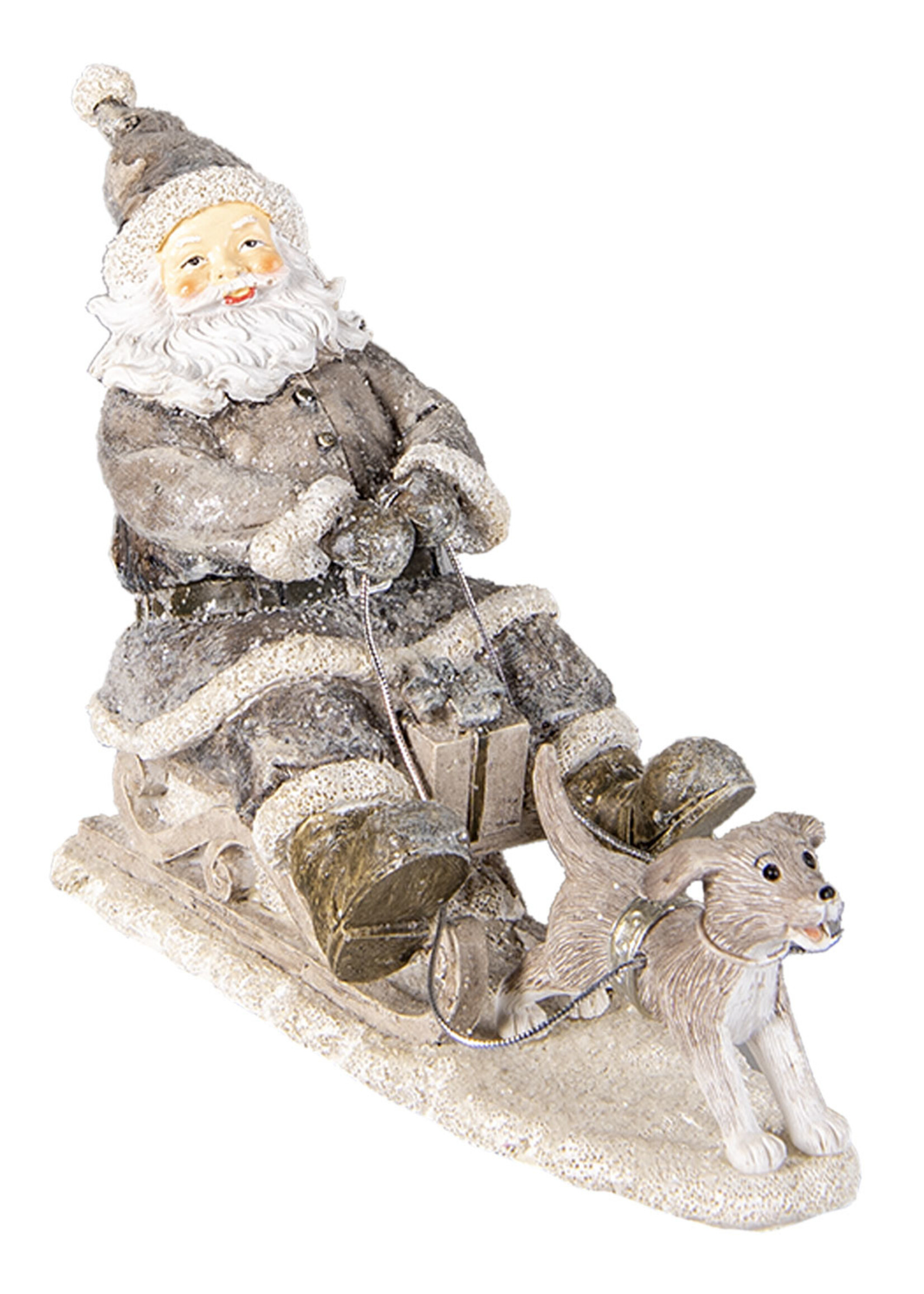 Clayre & Eef Décoration Père Noël sur traîneau 24*8*16 cm 6PR3472