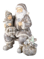 Clayre & Eef Decoratie kerstman met kind 15*10*16 cm 6PR3473