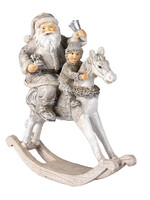Clayre & Eef Decoratie kerstman op hobbelpaard 20*8*21 cm 6PR3474