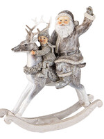 Clayre & Eef Decoratie kerstman op hobbelpaard 20*7*22 cm 6PR3475