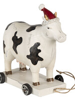 Clayre & Eef Koe op wielen 16*8*15 cm 6PR3502
