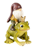 Clayre & Eef Décoration nain sur grenouille 7*7*9 cm 6PR3503